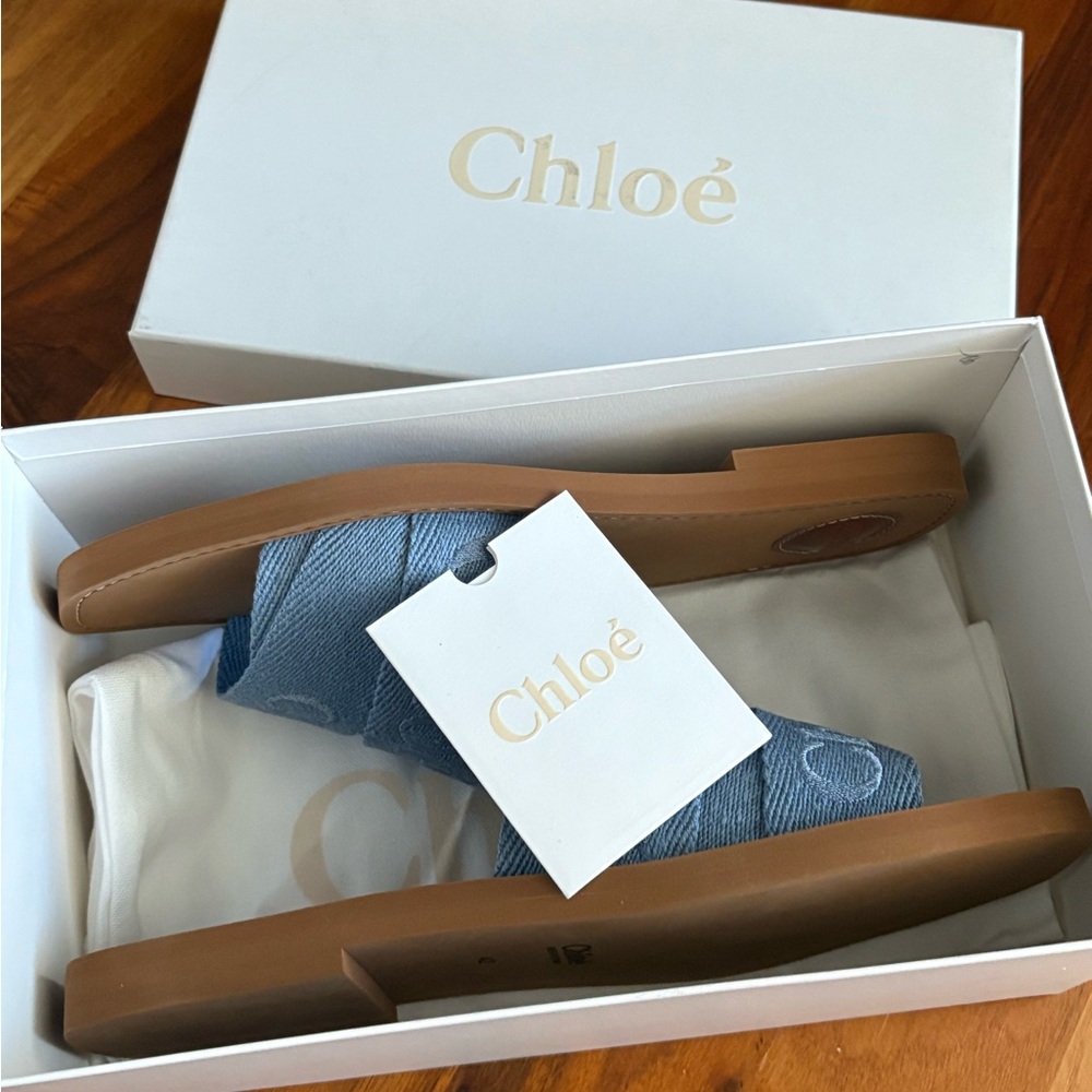 Chloe woody logo strap slides sandals size 42, NEW - Picture 17 of 17